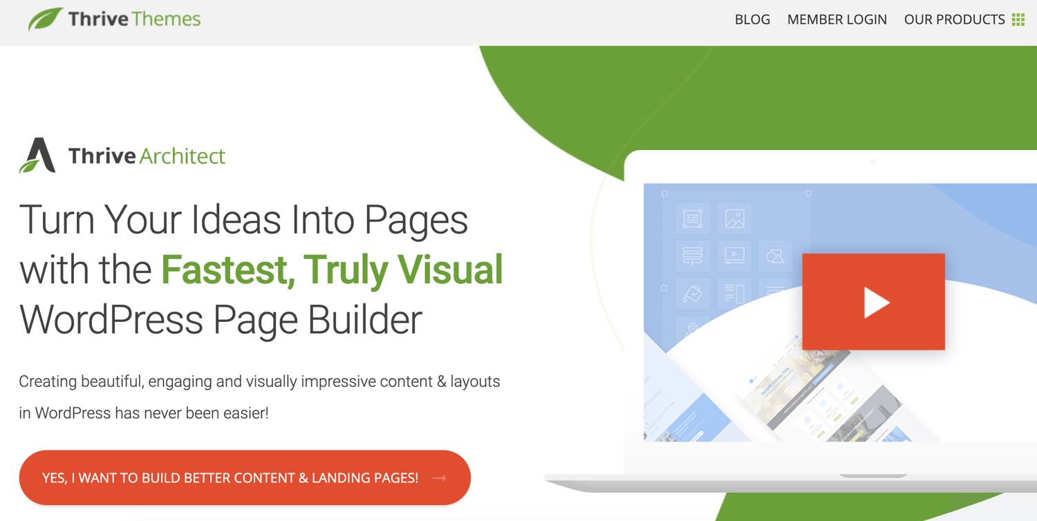 thrive architect landing page wordpress plugin