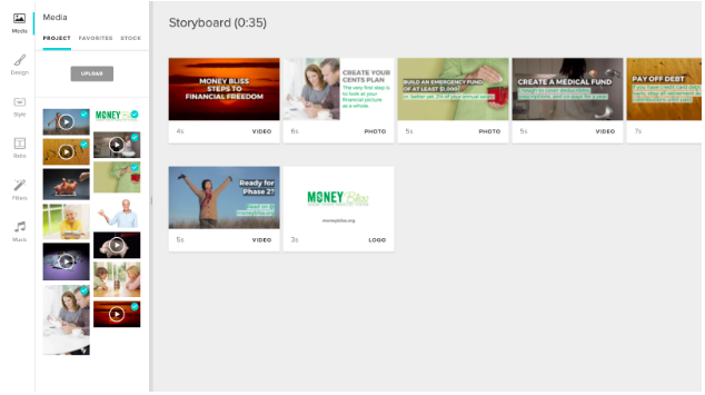 Marketing Video Builder dashboard example