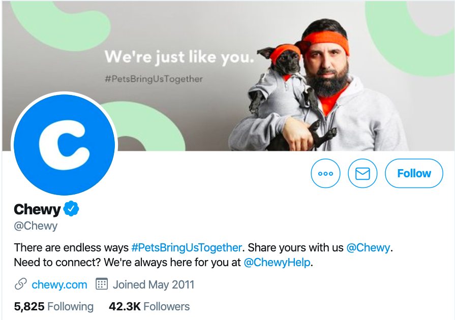 twitter ecommerce marketing example - chewy