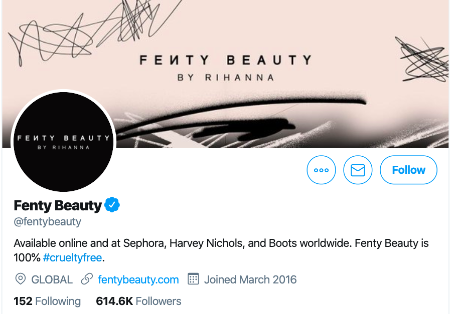 twitter ecommerce marketing example - fenty beauty