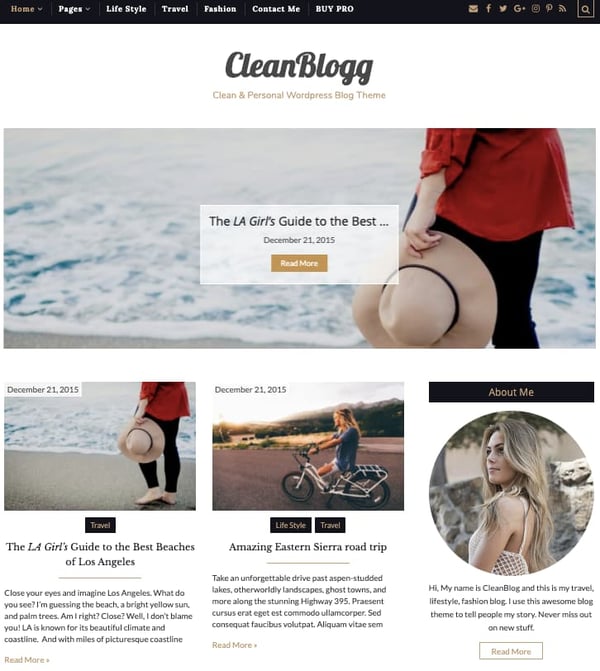 CleanBlogg theme demo with sidebar