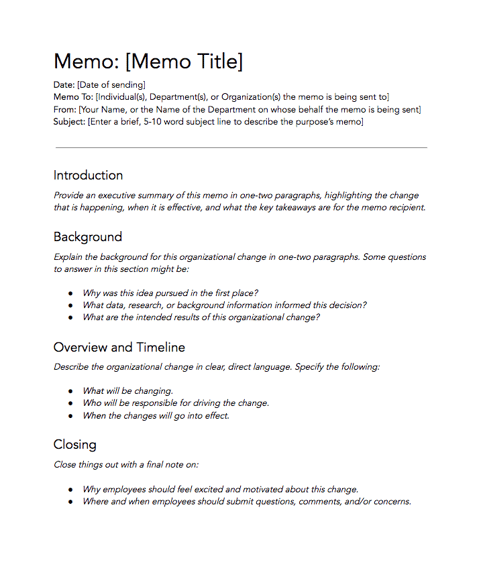 How To Write A Memo Template Examples