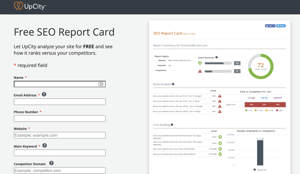 UpCityの無料SEOレポートカード無料seoツール's Free SEO Report Card free seo tools