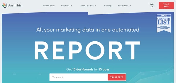 Business Intelligence & Data Reporting Tools example dashthis