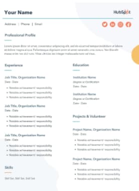 Resume Templates from HubSpot