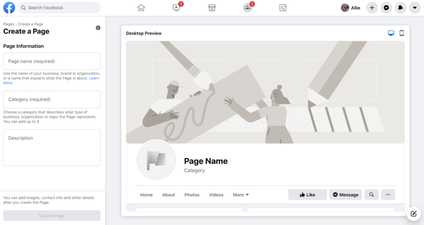 Facebook cria uma página de negócios 