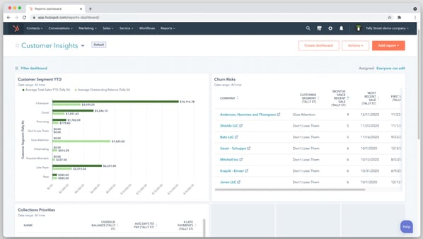 RevOps Pro sample customer insights dashboard data page