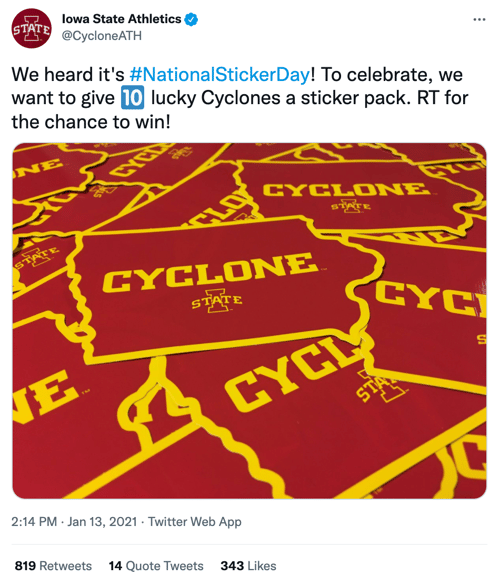 Iowa State Athletics National Sticker Day Social Media Sixth Tweet.