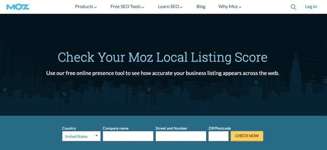web optimization tool: Moz Local Listing Score