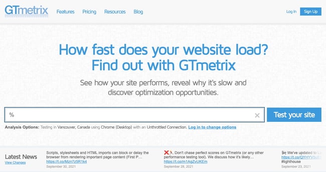 web optimization tool: GTmetrix