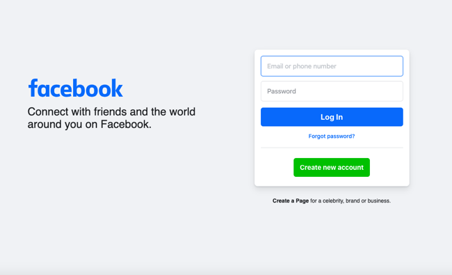 Facebook login page and form is excellent inspiration for those creating a login form on their own website