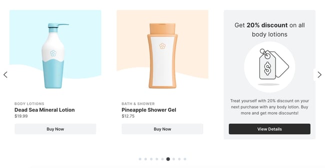 Product slider displaying products and discounts created with Smart Slider add-on for WooCommerce