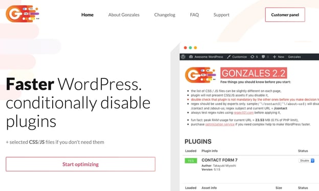 plugins to speed up wordpress: gonzales