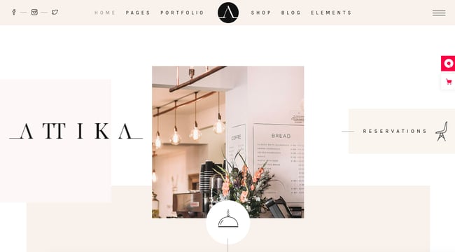 restaurant wordpress themes: Attika features image and layered abstract background