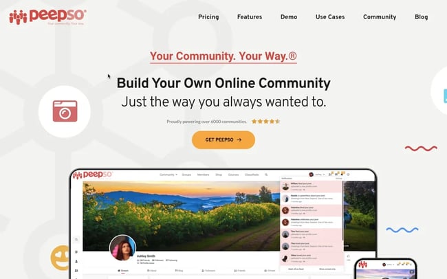 BuddyBoss alternative Peepso landing page with community website demo