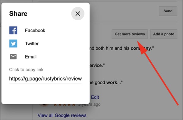 Google review link Get more reviews box