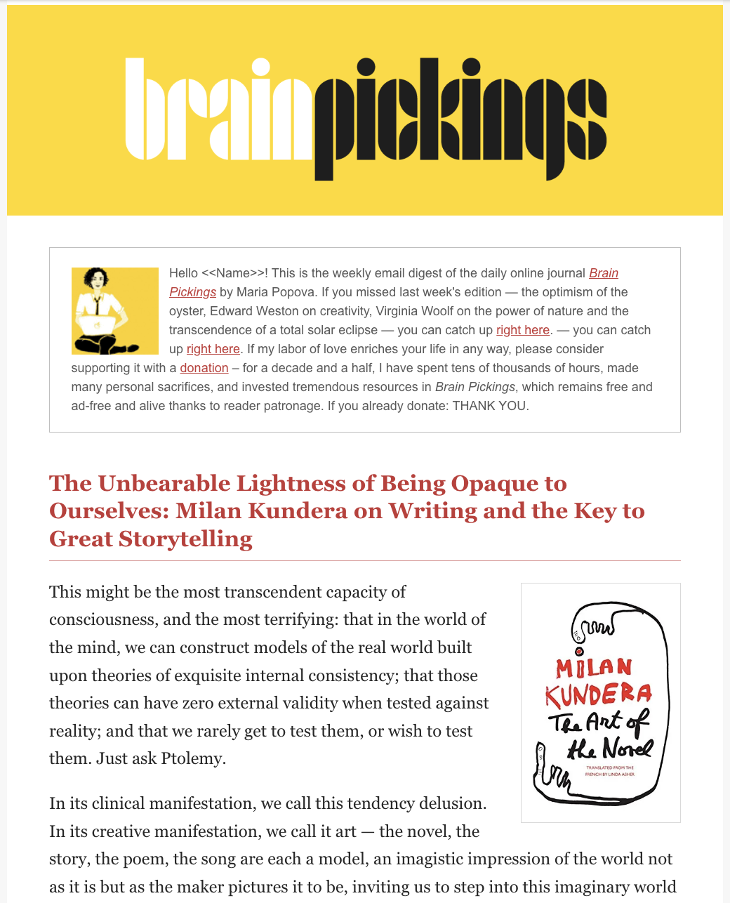 Brain pickings newsletter