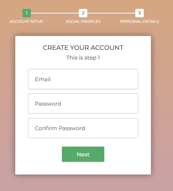 three step registration html form