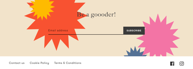 website footer examples: gOOOders features prominent email opt-in form in footer