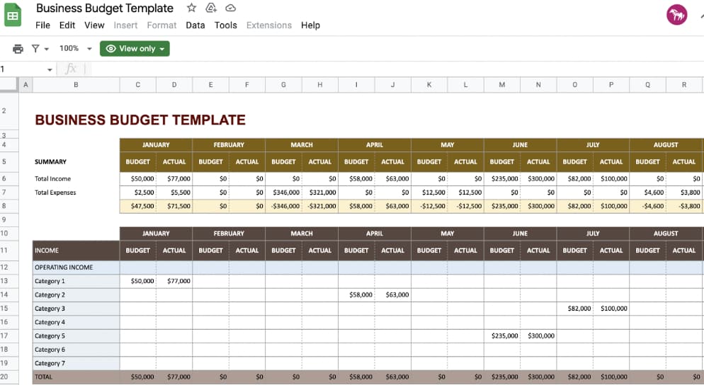 database vs spreadsheet, sample spreadsheet