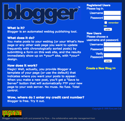 Blogger circa 1999