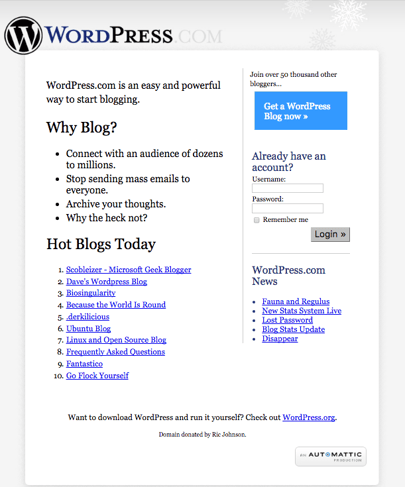 WordPress circa 2005