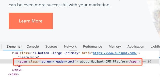 Screenreader text is included to make a linked button accessible
