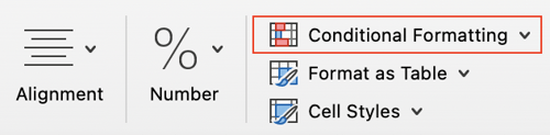 A screenshot of the Conditional Formatting tool in the header toolbar.