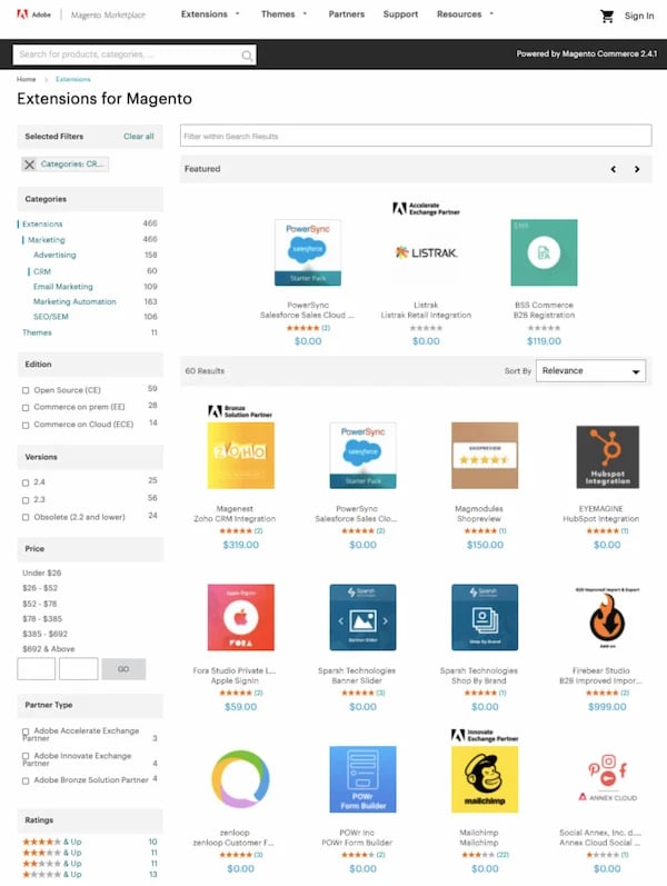 CRM apps from Magento Extension marketplace