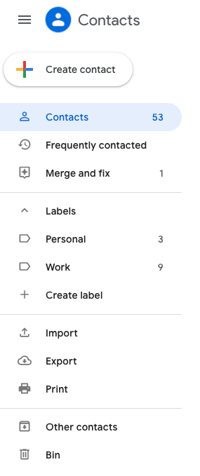Google contacts side bar