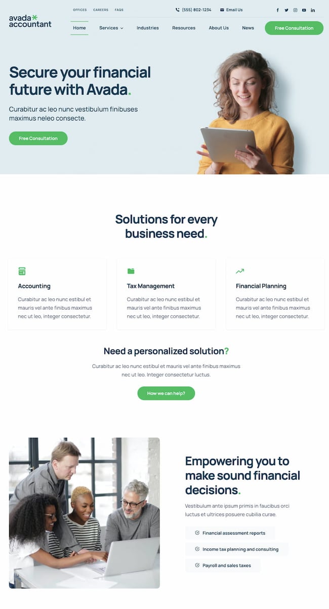 overview of accountant wordpress themes