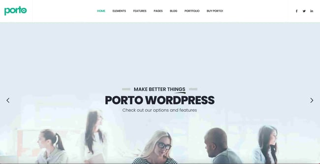 porto best wordpress themes homepage demo site 