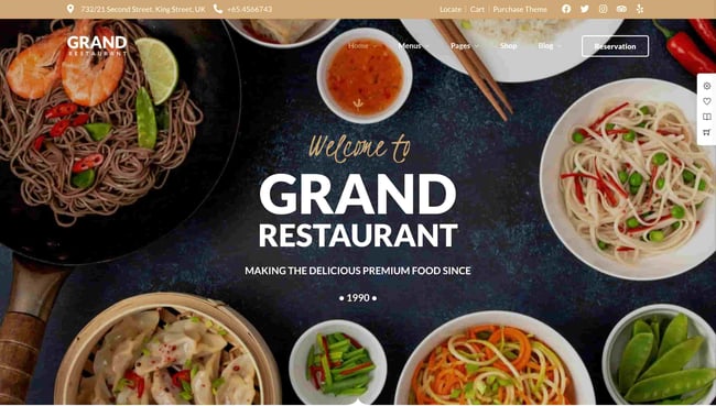 restaurant website templates: grand restaurant wordpress 