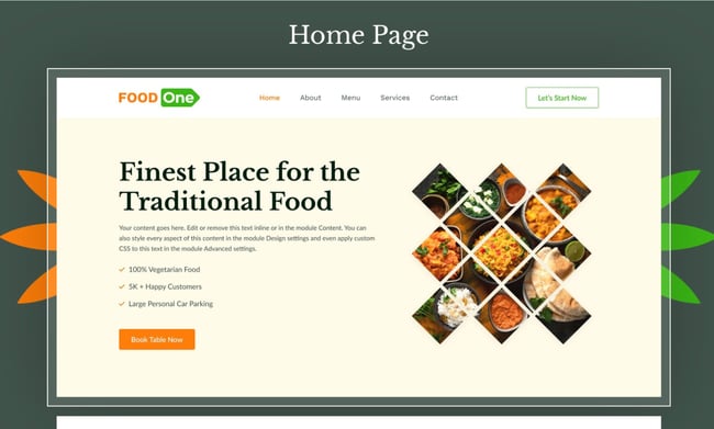 Mẫu website nhà hàng: foodone