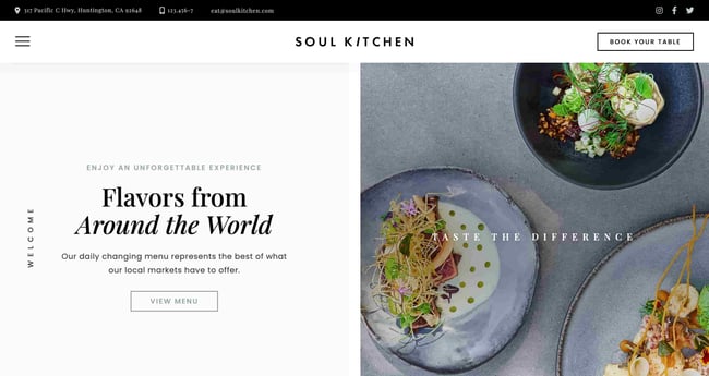 restaurant website templates: soul kitchen 