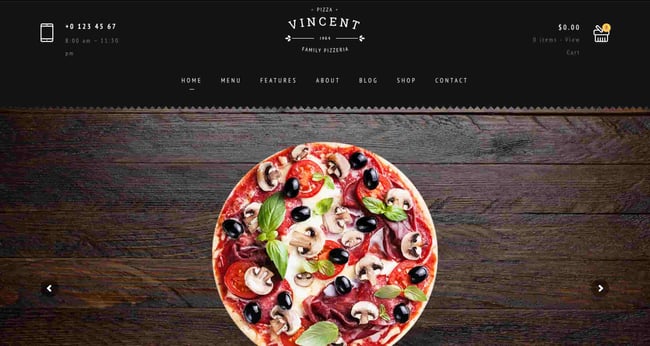 restaurant website templates: pizza vincent