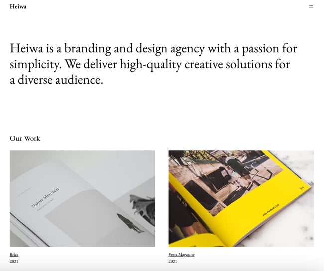 heiwa a responsive wordpress theme includes copy and examples of past work 