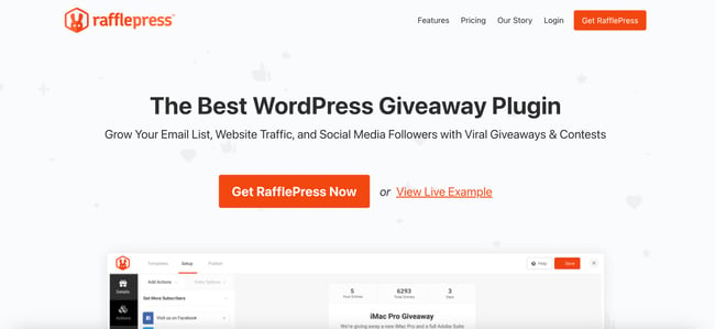 contest plugin wordpress rafflepress homepage 