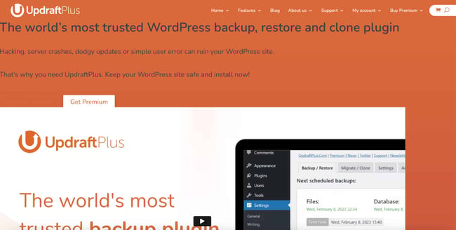 wordpress migration plugin options updraft premium version website homepage 