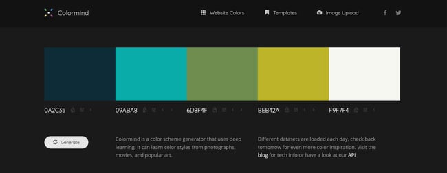 colormind ai website design tools homepage 
