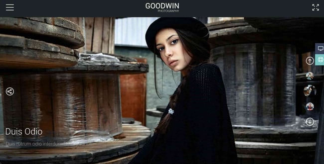 videographer theme wordpress: goodwin home page example 