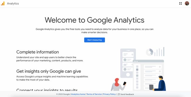 ux tools: google analytics homepage 