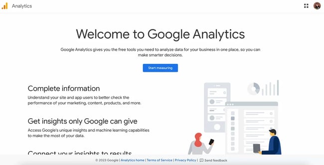 ux tools: google analytics homepage 