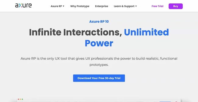 ux tools: axure homepage 
