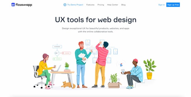 ux tools: flowmapp homepage 