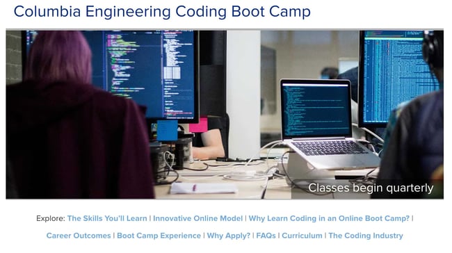 web development courses: columbia engineering coding boot camp