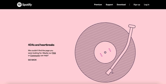 404 error page: spotify example 