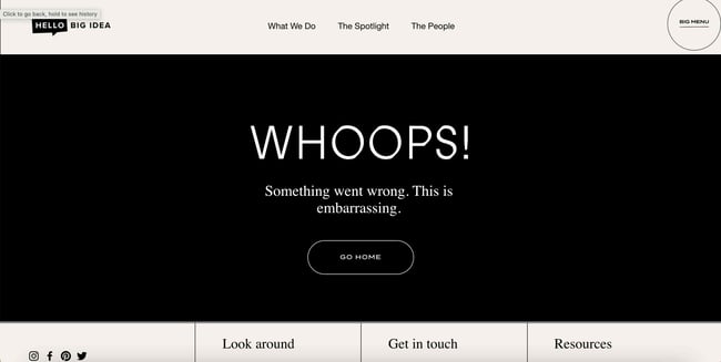 404 error page hello big idea 