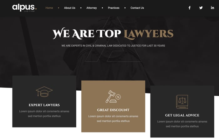 best wordpress themes for law firms: alpus sample site demo 