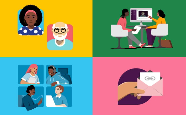 inclusive design: image shows slack's illustrations of people of different races, ages, and gender identities. 